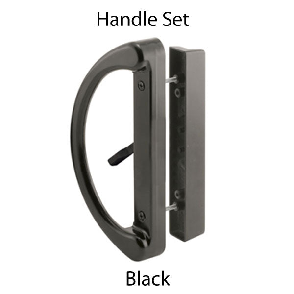 Heavy Duty Black Sliding Patio Door Handle Set, 3-15/16"
