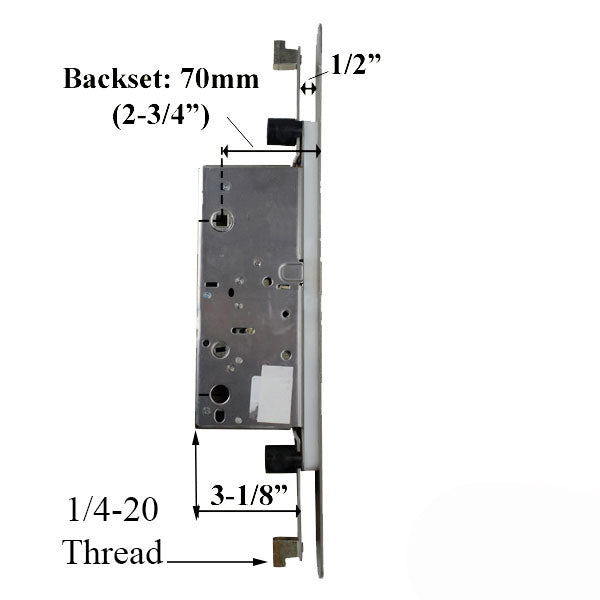Passive Lock For Concealed Rod 70/92 Left Hand Radius Faceplate Hardware