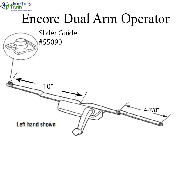 Truth Encore Dual Arm Casement Operator With Stud Left Hand Hardware