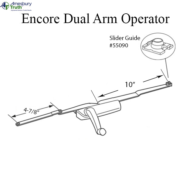Truth 50.10 Encore Dual Arm Casement Operator With Stud Right Hand Hardware