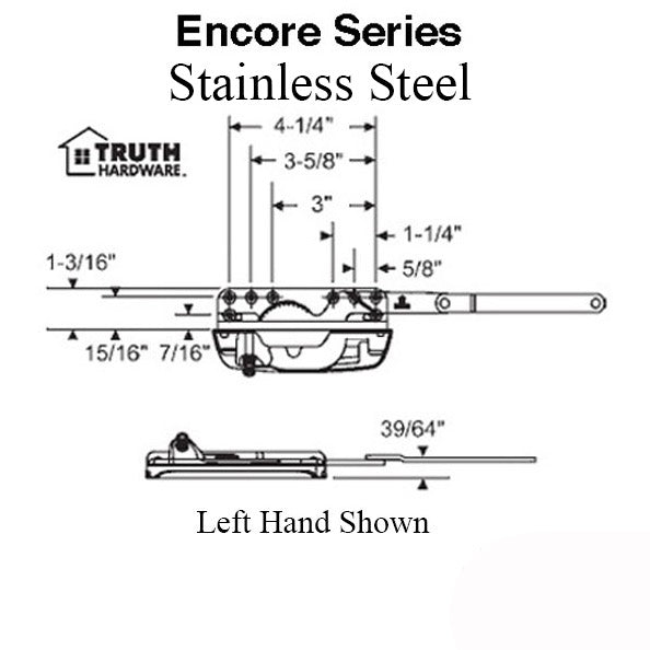 Truth Encore Dyad Operator Stainless Steelless Split Arm Right Hand - Coastal Steel Hardware