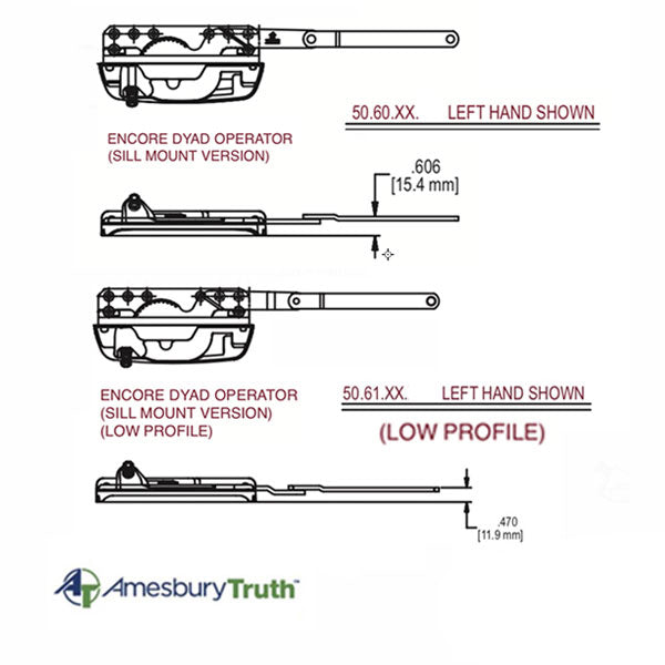 Truth 50.61 Encore Split Arm Dyad Operator Low Profile Left Hand Hardware