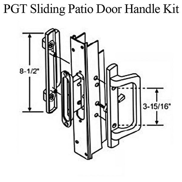 PGT Sliding Patio Door Handle Kit with Truth 32439 Mortise Lock - 14383-Kit