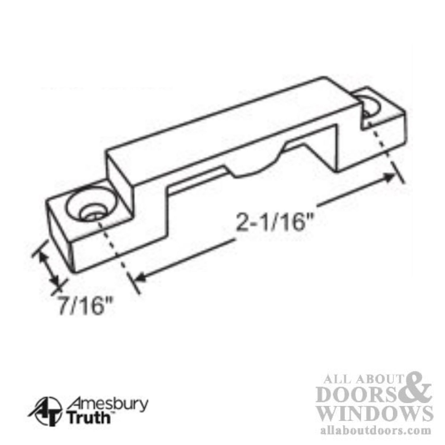 AmesburyTruth Sash Lock Keeper 2-1/16" x 7/16" - 500334