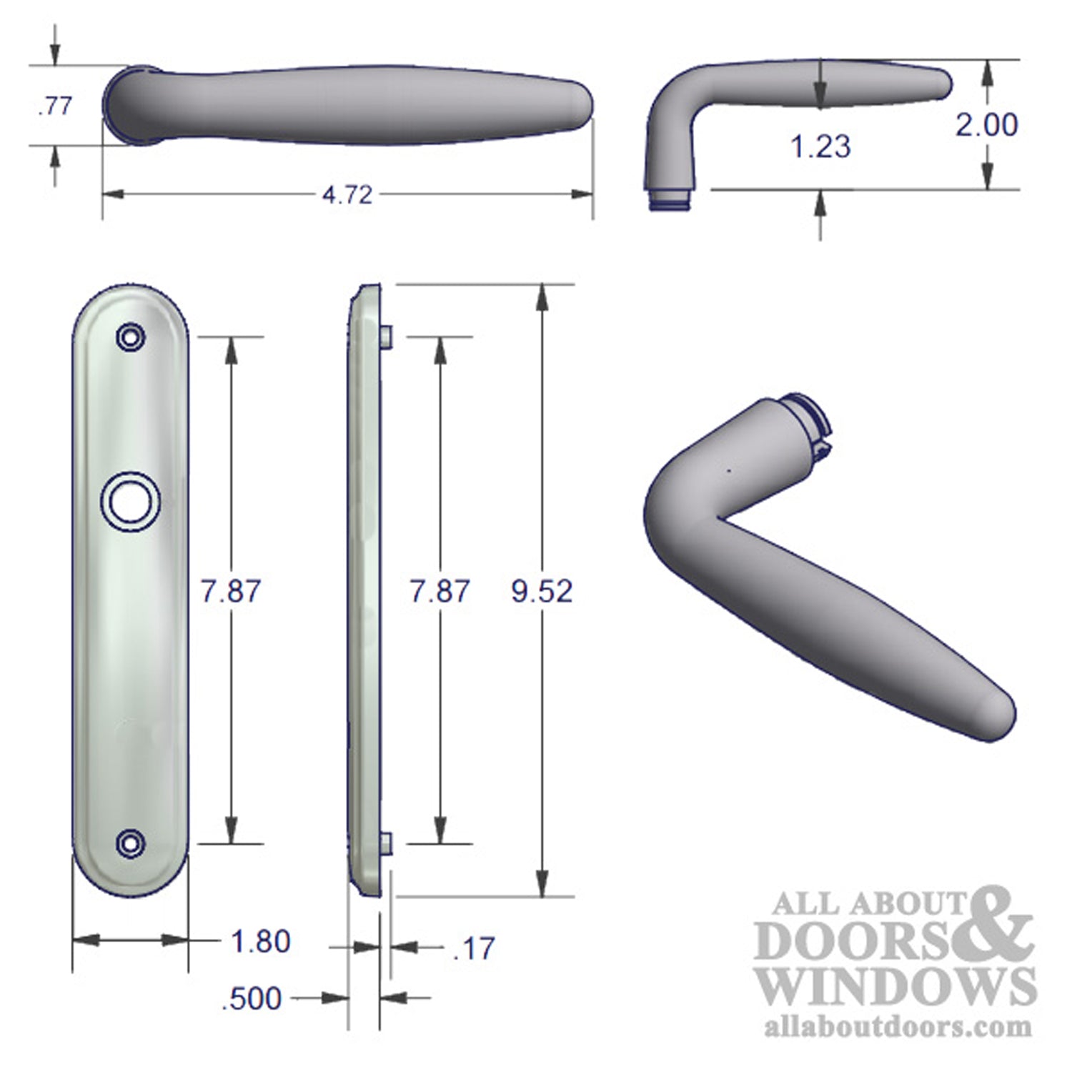 AmesburyTruth 800 Regency Active Handle Set, B Plate - HD803ANH