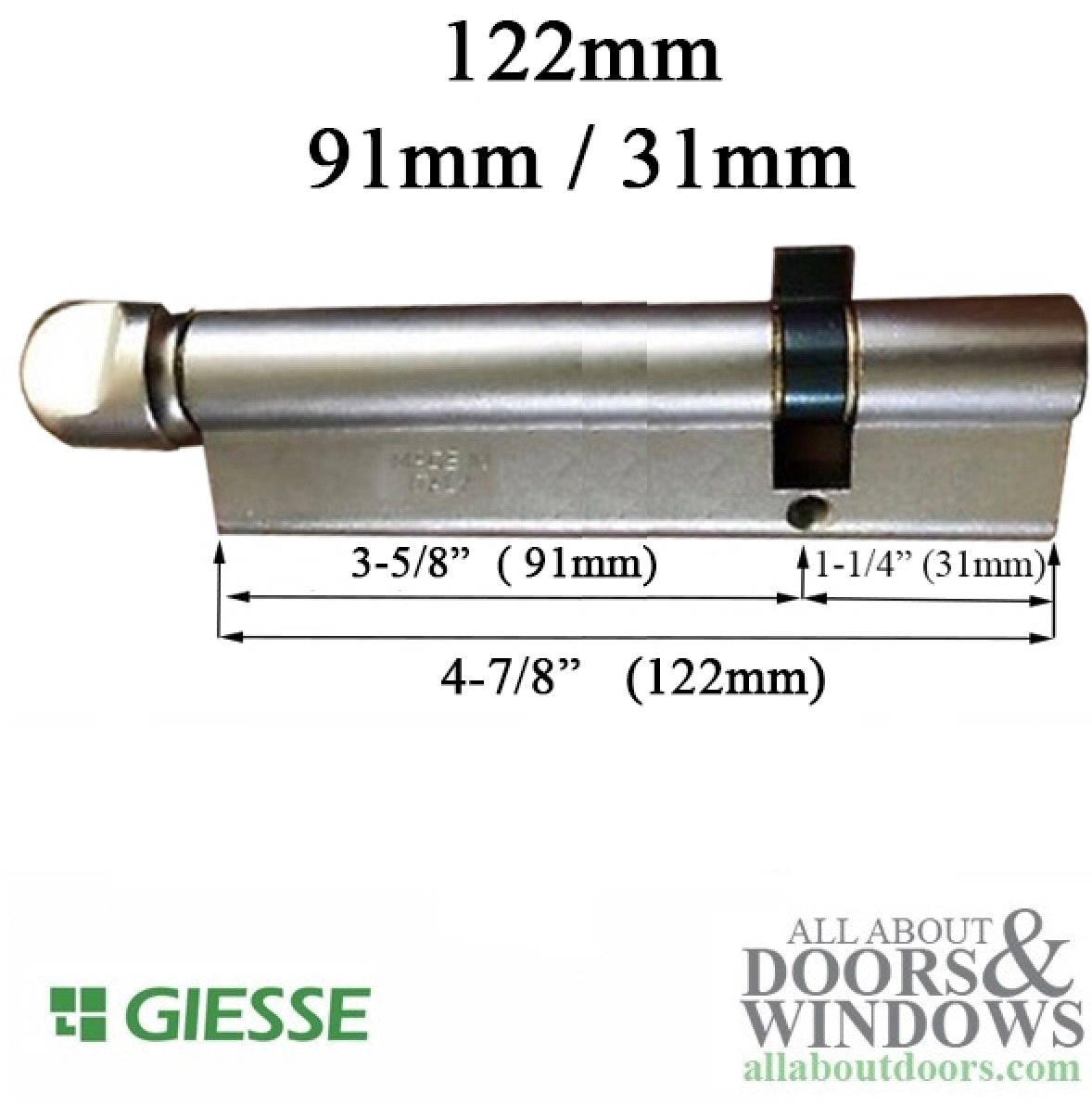 Giesse® 122mm Euro Profile Cylinder, Off-Center