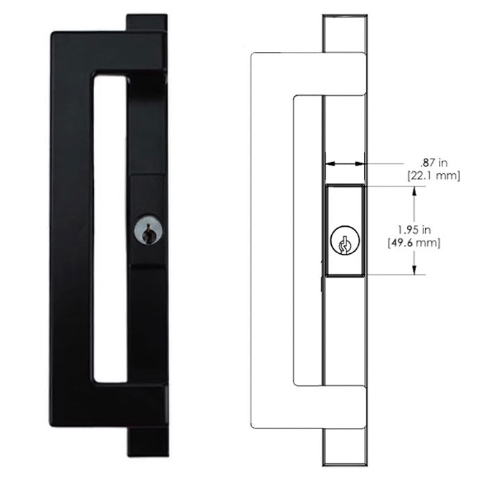 Exterior Keyed Pull Handle Sliding Door SC1 - 40.69-EXTKEY-SP