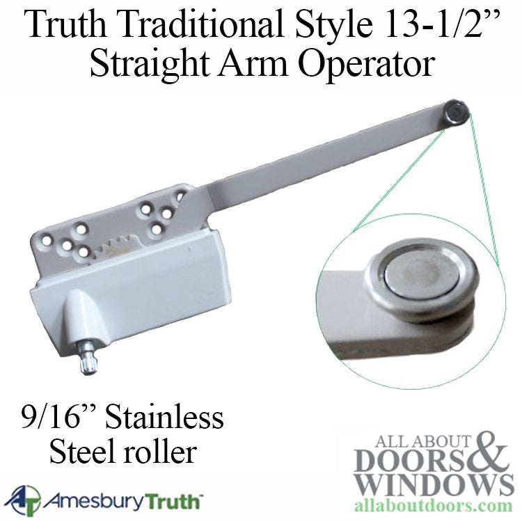 Truth Traditional 13-1/2 Straight Arm Metal Stainless Steel Roller Right Hand Hardware