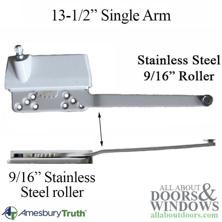 Truth Traditional 13-1/2 Straight Arm Metal Stainless Steel Roller Right Hand Hardware