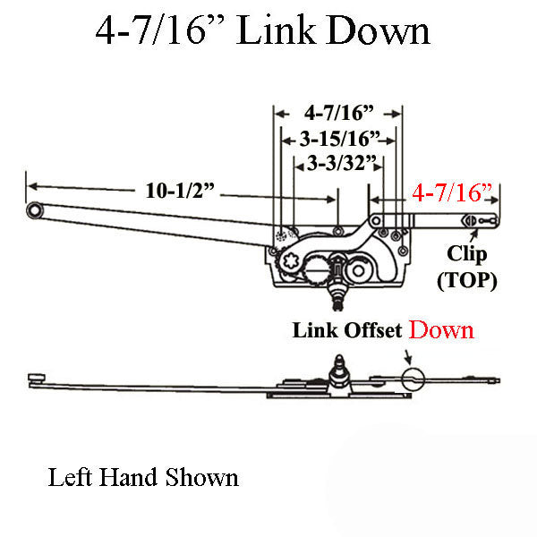 Casement Operator Truth Entrygard 4-7/16 Link Offset Down Hardware