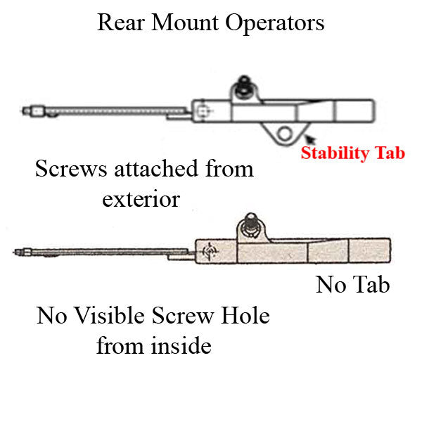 Rear Mount Dyad Casement Operators With Stability Tab 5-9/16 Right Hand - Choose Color Hardware