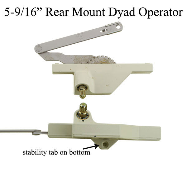 Rear Mounted Dyad Casement Operator With Stability Tab 5-9/16 Left Hand - Choose Color Hardware