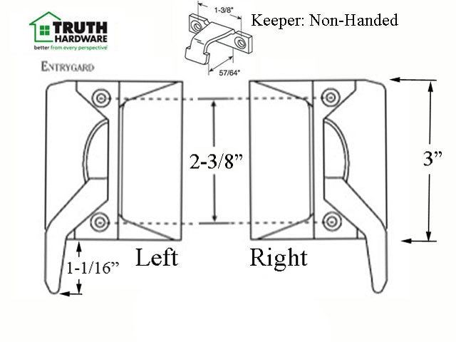 Left Hand Sash Lock With 2-3/8 Inch Screw Holes - Choose Color Hardware