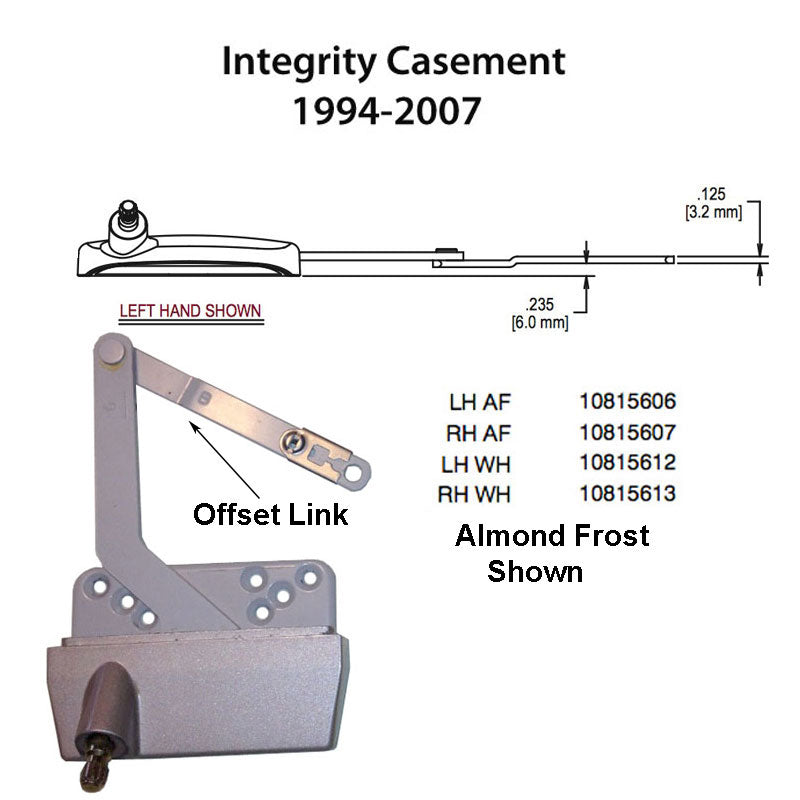 Casement Operator Integrity By Marvin Lh - Almond Frost Hardware