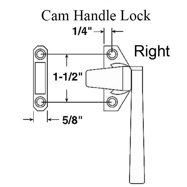 Cam Handle For Hopper Window Low Profile Right Hand- Choose Color Hardware