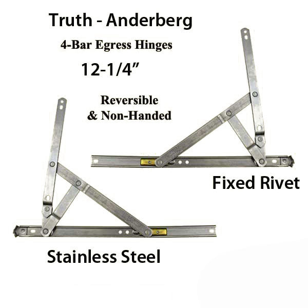 4-Bar Egress Hinge 12-1/4 In. Fixed Rivet Stainless Steeless Stee Hardware