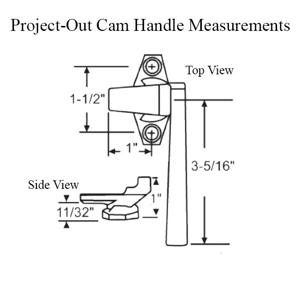 Project-Out Two Hole Cam Handle Right Hand - Choose Color Hardware