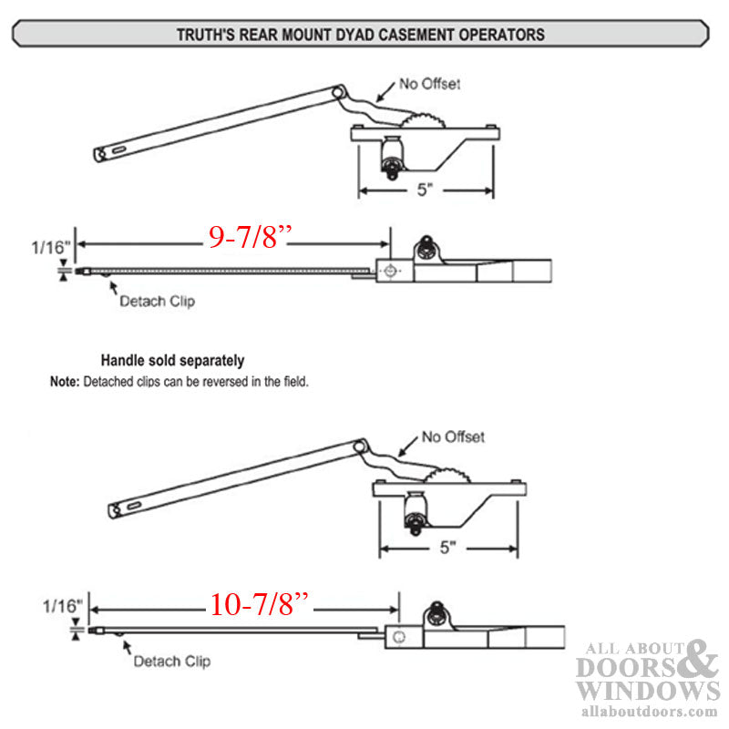 Dyad Operator, Rear Mount, 5 inch hole spacing, 9-7/8 Reach, LH