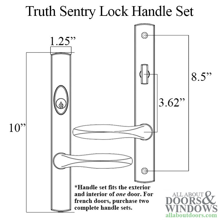 Truth Classic Sentry Lock Handle Set Faux Bronze Painted Zinc Non-Handed