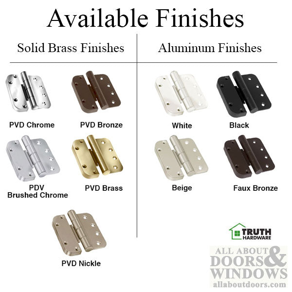 Truth® Sentry Hinged Door Adjustable Set Hinge, RHO / LHI, 4 x 4 inches, Choose Color