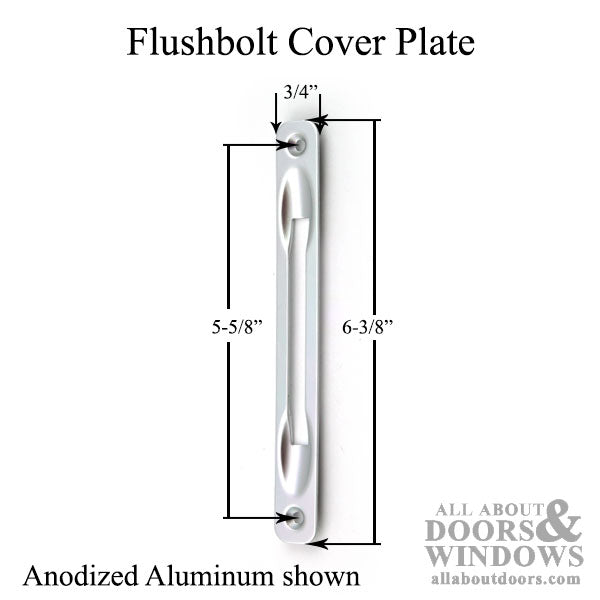 Anodized Aluminum Cover Plate for Flushbolt, 3/4" x 6-3/8"