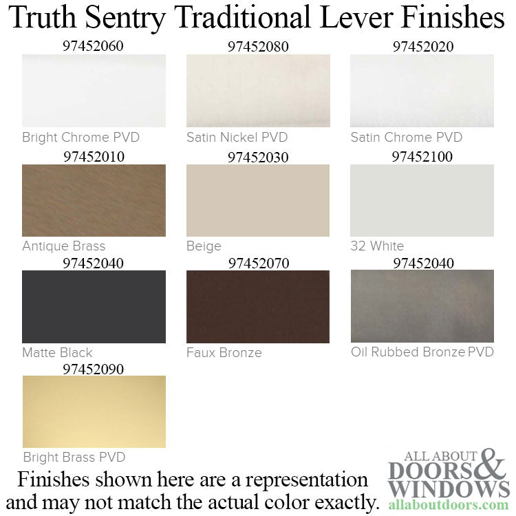 Truth Sentry Lock Handle Set, Traditional, Decorative finish over Brass, PVD Nickel