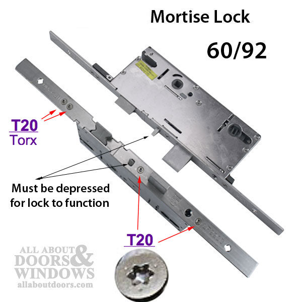 20mm P2000 Active 60/92 SPL Mortise Lock Body – American