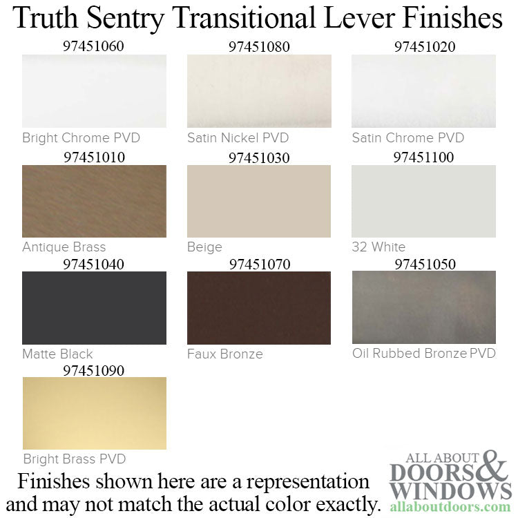 Truth® Sentry Lock Handle Set, Transitional, Painted over Zinc- Beige