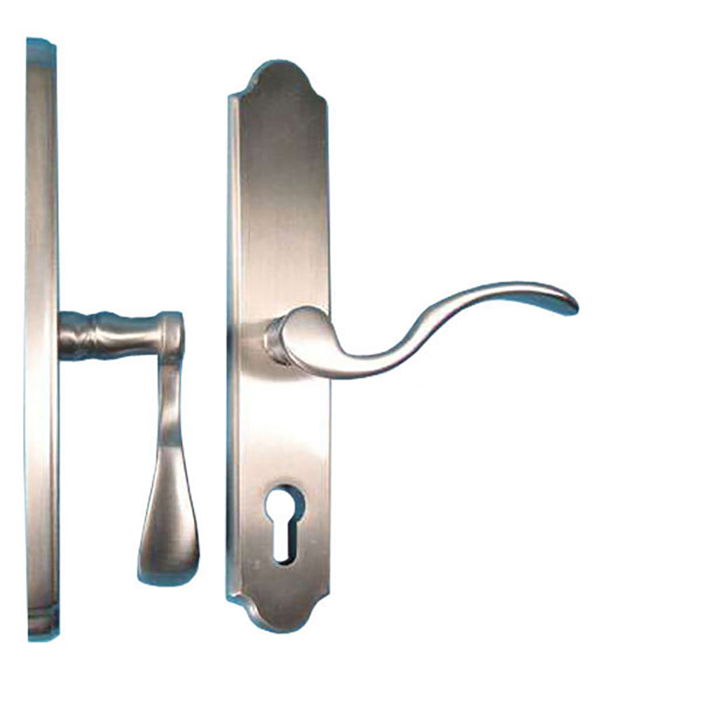 Germania Lever Handle, Lara 68mm Backplate, Right-Hand, Satin Nickel