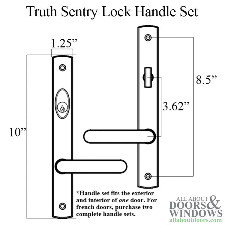 Truth® Sentry Lock Handle Set, Contemporary, Painted Over Zinc, Black
