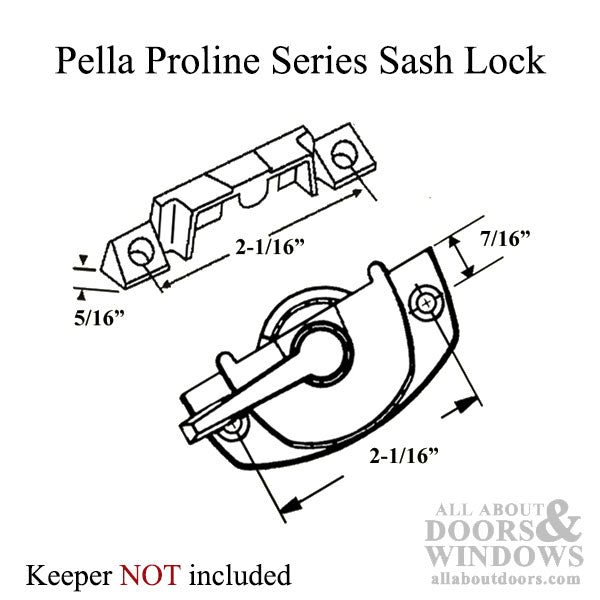 Pella Proline Sweep Sash Lock 2-1/16" - Truth 40381
