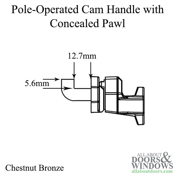 Right Hand Pole-Operated Cam Handle, 12.7mm Pawl, Chestnut Bronze