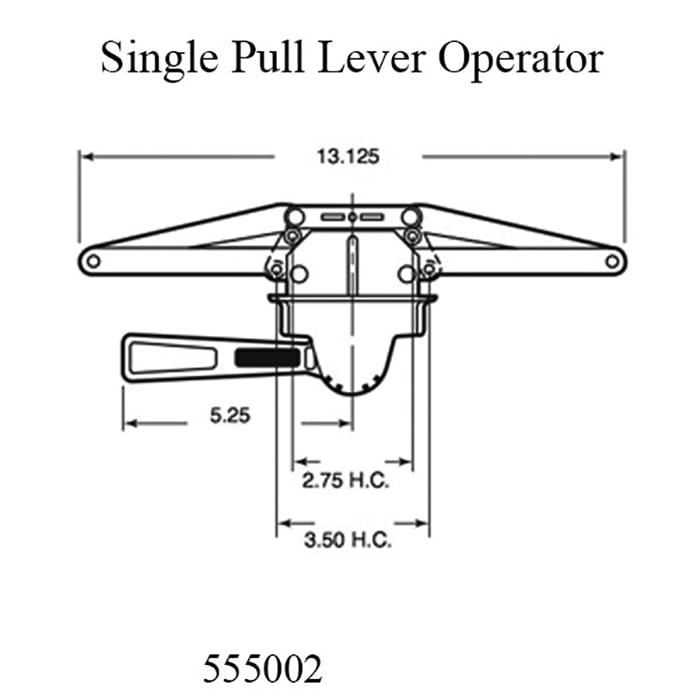 Truth 555002 Single Pull Lever Operator 13-1/8" F-Plate