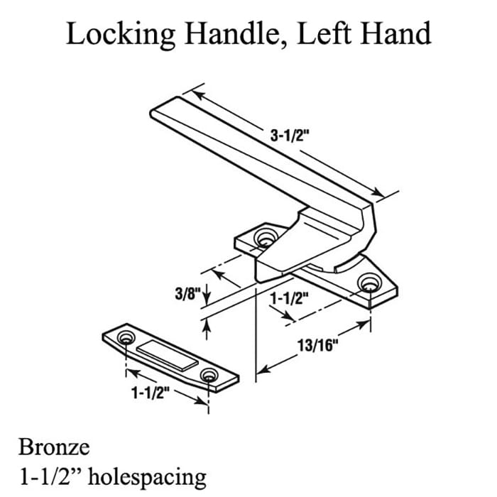 Casement Locking Handle & Keeper, Bronze - 571055