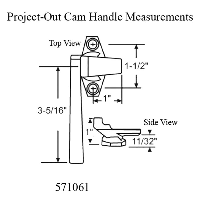 Project-Out two hole cam handle, Left Hand - Choose Color