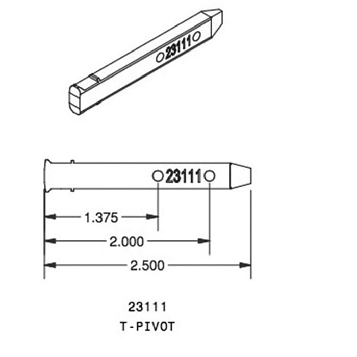 T-Head Pivot Bar 2-1/2" 2-Hole Zinc Die Cast for Universal Pocket Windows