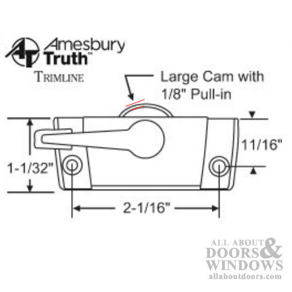 Trimline-Style Swivel Sweep Latch 2-1/16" - 500521
