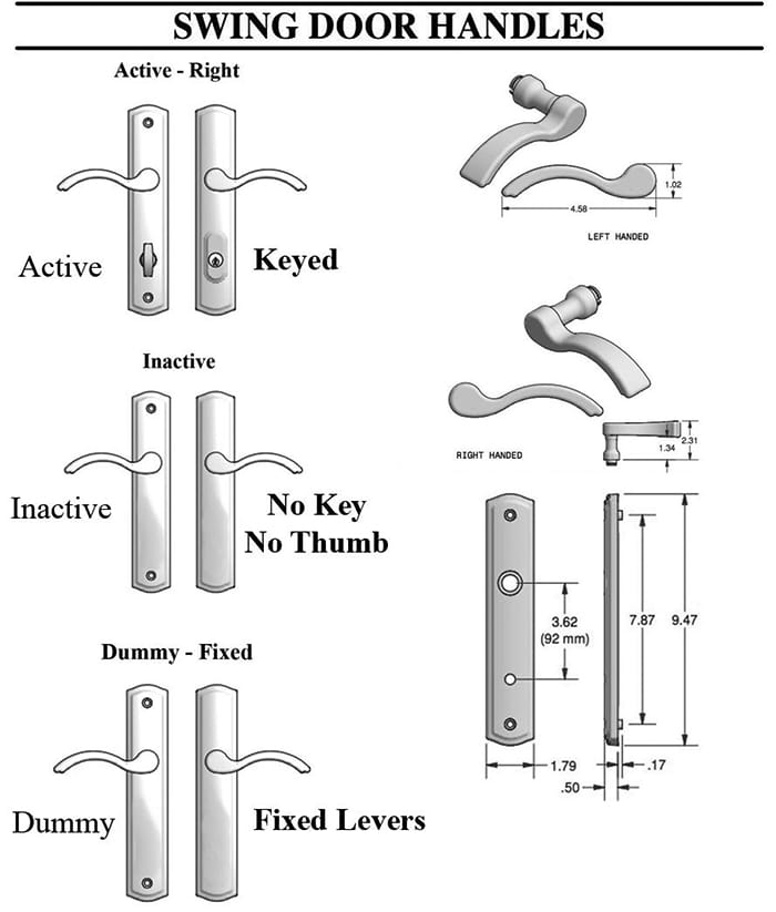Inactive Handle set 100 Series Lever, C Plate, Right Hand - Choose Color