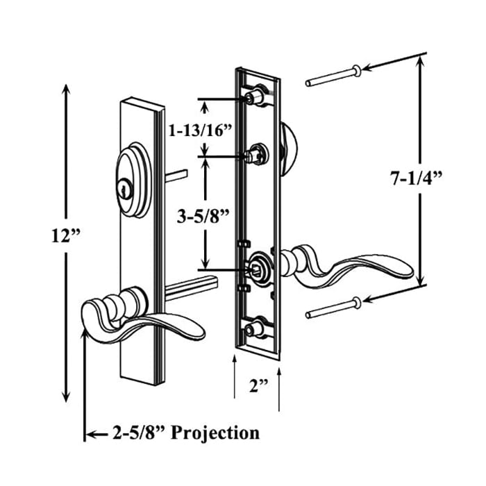 Expressions 12 Inch Square Non-Handed Active Keyed Hardware, Choose Color