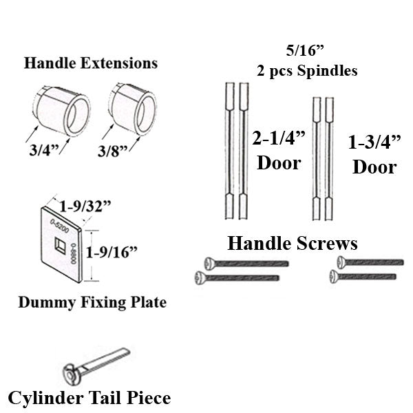 Two-Piece Split Spindle for 1-3/4" Door, 5/16" Square