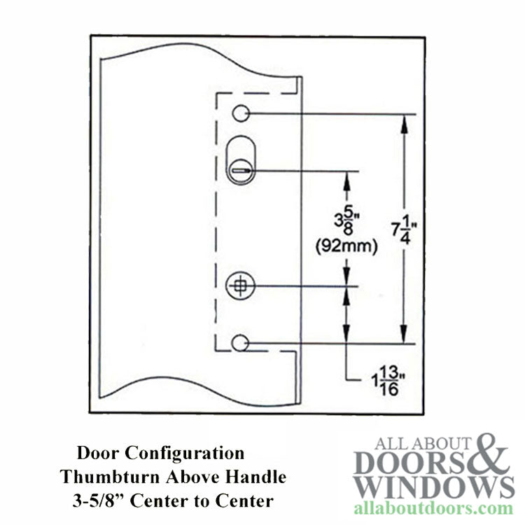 Elegance 10Inch Arch Non-Keyed Active Handle Hardware for Hinged Door - Choose Color