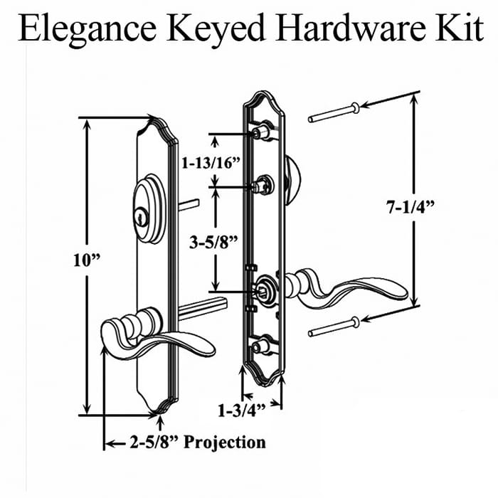 Elegance 10Inch Arch Keyed Active Hardware - Choose Color