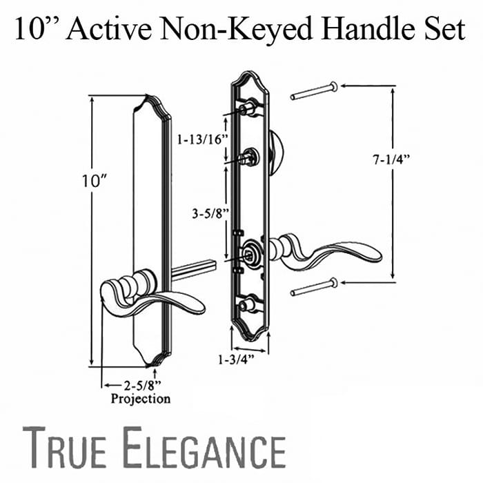Elegance 10Inch Arch Non-Keyed Active Handle Hardware for Hinged Door - Choose Color