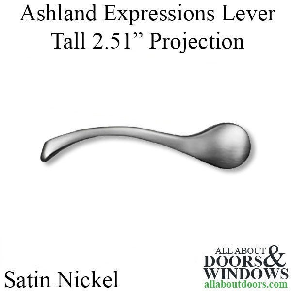 Tall Expressions Door Levers, 2.51" Projection, PVD Satin Nickel