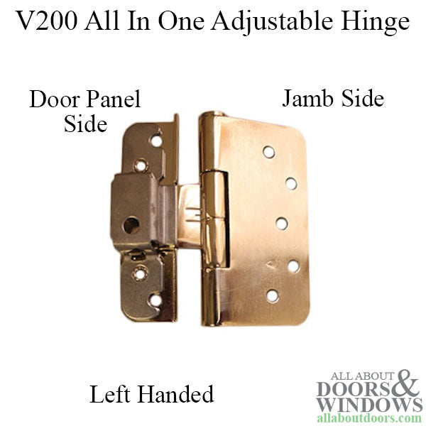 V200® Left Hand All In One Adjustable Hinge, New Style - Choose Color