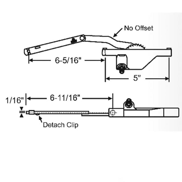 Left Hand 6-11/16 Inch Rear Face Mounted Dyad Casement Operator for Window - Choose Color