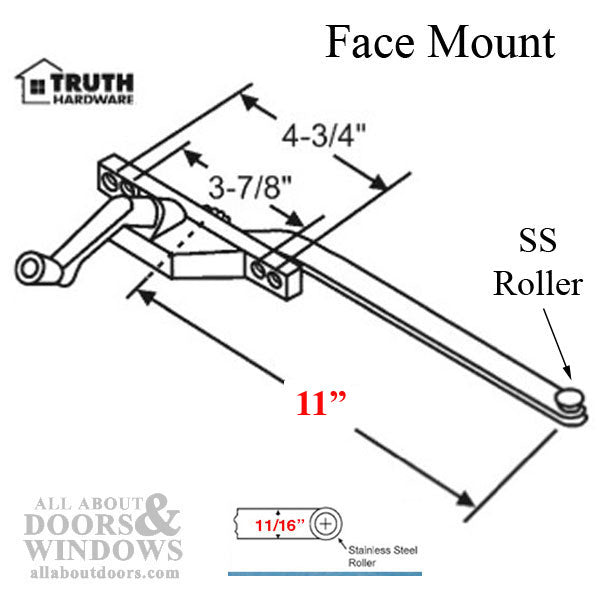 Left Hand 11" Truth Casement Operator, Front Mount, Chestnut Bronze