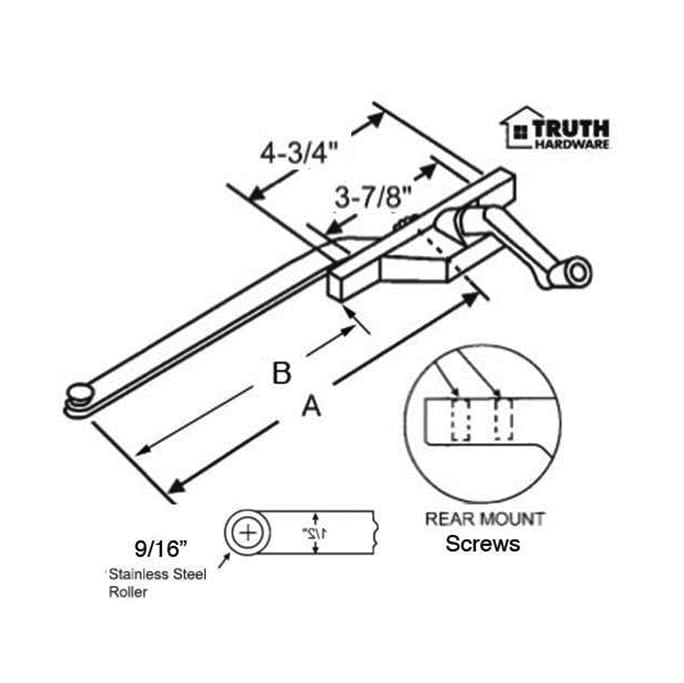 Truth 40049 Rear Mount Casement Operator, 9-1/2" RH - 55122-R