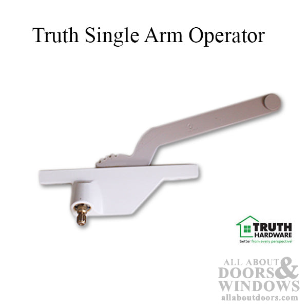 Jordan 6" Left Hand Casement Operator – White, Truth Arm