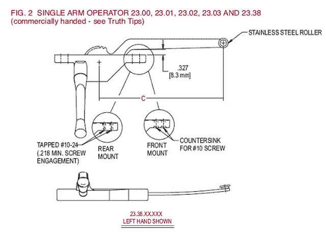 Truth 40049 Rear Mount Casement Operator, 9-1/2" Arm, LH - 55123-L